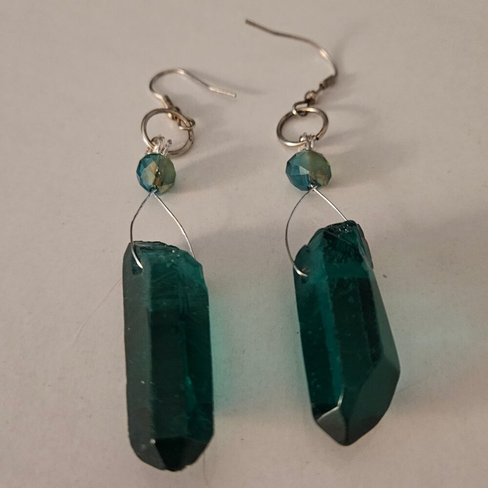 Dyed Green Quartz Earrings